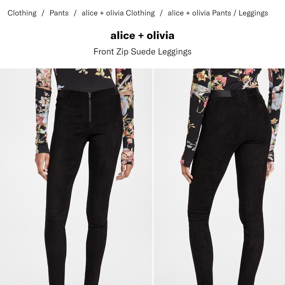 Alice + Olivia Front Zip GREIGE Suede Leggings